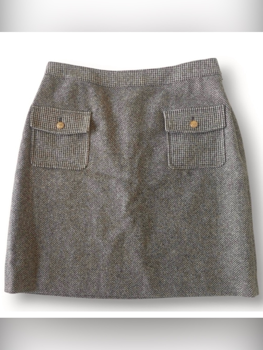 Brooks Brothers Red Fleece Herringbone 100% Wool Skirt Size 12